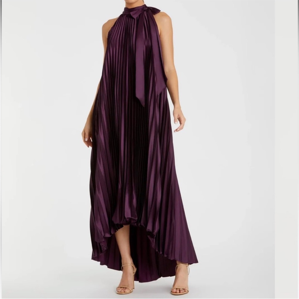MAC DUGGAL NEW Pleated Halter Neck High Low Gown Size 18